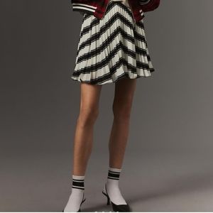 NWT! Anthropologie Maeve Pleated Skirt Size 10 Blue Motif